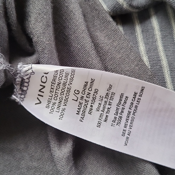 Vince Side Tie Striped Cotton Dress Gray Size Large - Picture 10 of 10